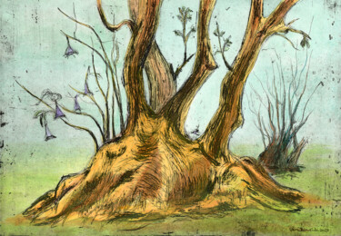 绘画 标题为“Tree trunk at Estre…” 由Vera Almeida, 原创艺术品, 丙烯