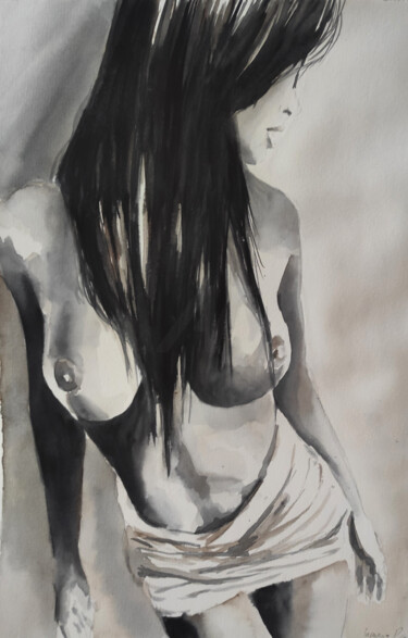 绘画 标题为“Nude Watercolor Pai…” 由Pasha Laponog, 原创艺术品, 水彩