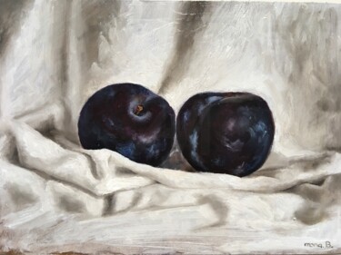 印花与版画 标题为“"Dark Plums on Drap…” 由Mona.B, 原创艺术品, 喷墨