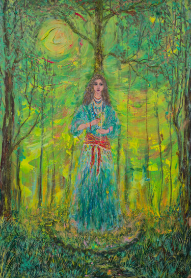 Earth and Fire – Divine Feminine Art 绘画 标题为“Earth and Fire – Di…” 由Inessa Lightart, 原创艺术品, 丙烯 安装在其他刚性面板上