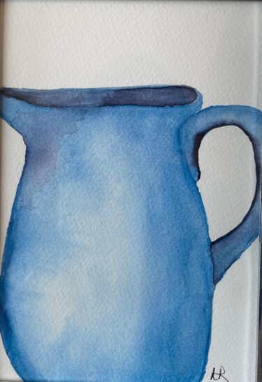 绘画 标题为“Blue Pitcher” 由Nancy Riedell, 原创艺术品, 水彩 安装在纸板上