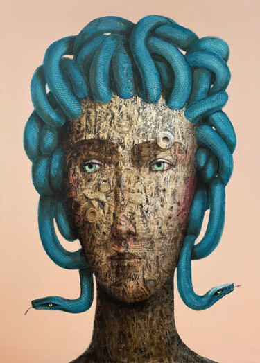 绘画 标题为“Méduse II” 由Fabien Delaube, 原创艺术品, 油 安装在木质担架架上