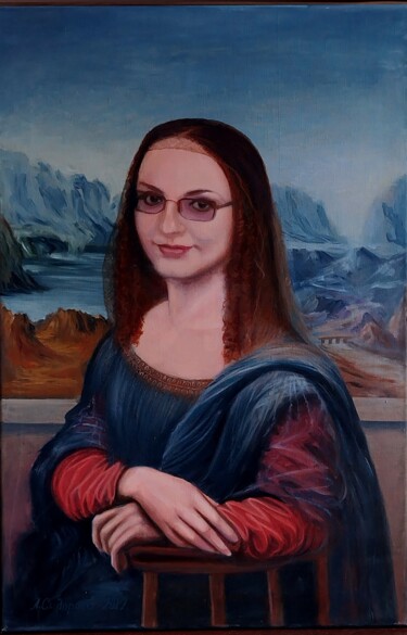 绘画 标题为“Mona Lisa of the 21…” 由Larisa Sidorova (Alsi), 原创艺术品, 油 安装在木质担架架上