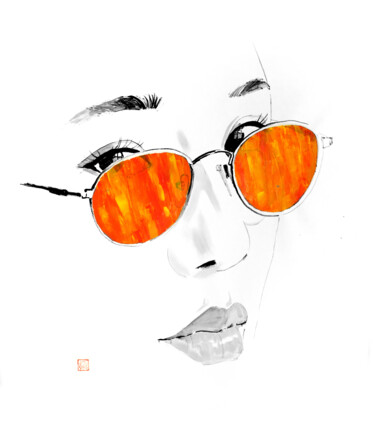 绘画 标题为“orange glasses” 由Péchane, 原创艺术品, 丙烯