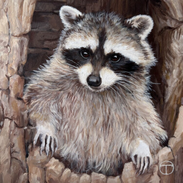 绘画 标题为“Raccoon 4” 由Olia Tomkova, 原创艺术品, 丙烯