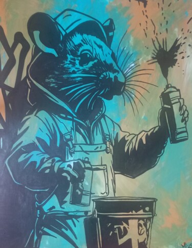 绘画 标题为“StreetArt on the wa…” 由Ole Müller, 原创艺术品, 丙烯 安装在木质担架架上