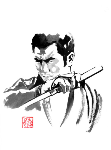 图画 标题为“ready samurai katana” 由Péchane, 原创艺术品, 水彩