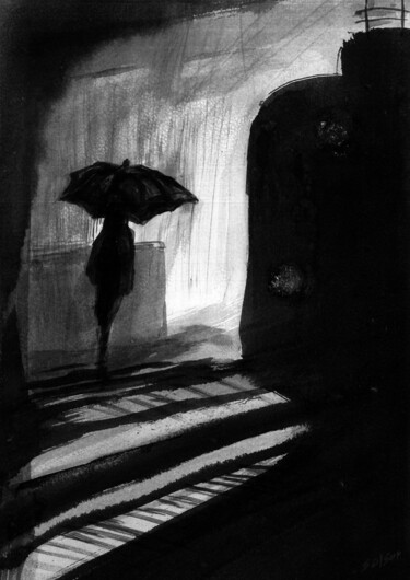 Pintura titulada "Tren" por Salsor, Obra de arte original, Acuarela