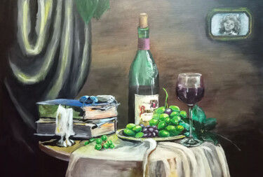 Italian Wine and Grapes Still Life 绘画 标题为“Italian Wine and Gr…” 由Nurgaliy Abdigaliyev, 原创艺术品, 油