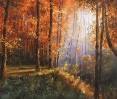 Autumn Forest Serenity 绘画 标题为“Autumn Forest Seren…” 由Nurgaliy Abdigaliyev, 原创艺术品, 油