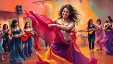 Arts numériques intitulée "Belly dance perform…" par Alexandra Corina Irimia, Œuvre d'art originale, Image générée par l'IA