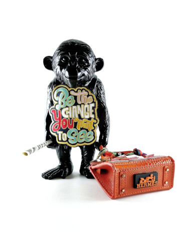 Banksy Monkey hommage ( Be the change Hermes ... ) 雕塑 标题为“Banksy Monkey homma…” 由Lyssandre Saint York, 原创艺术品, 树脂