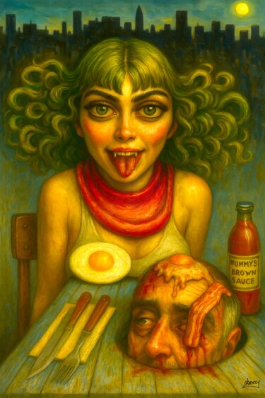 Katie's Cooked Breakfast 绘画 标题为“Katie's Cooked Brea…” 由Spencer Derry, 原创艺术品, AI生成的图像
