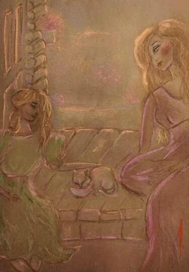 图画 标题为“Feeding kitten” 由Olesya Nikolaeva, 原创艺术品, 粉彩