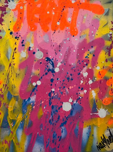 Painting titled "Purple Street One" by Naxt One, Original Artwork, Acrylic Mounted on Wood Stretcher frame