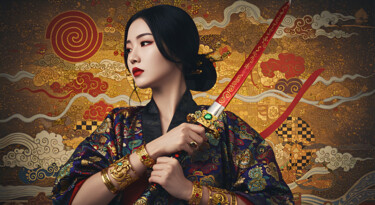 Digital Arts titled "Warrior Gold" by Del Elle, Original Artwork, AI generated image