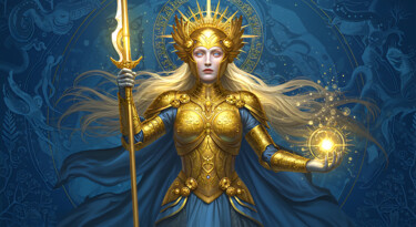 数字艺术 标题为“Celestial Warrior Q…” 由Del Elle, 原创艺术品, AI生成的图像