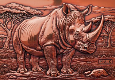 数字艺术 标题为“Rhino's Resolve - C…” 由M Alk, 原创艺术品, AI生成的图像