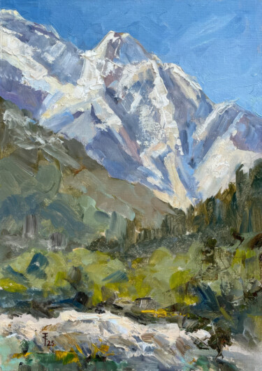 Painting titled "Nakra Tau. Morning…" by Sasha Tovstik, Original Artwork, Oil Mounted on Cardboard