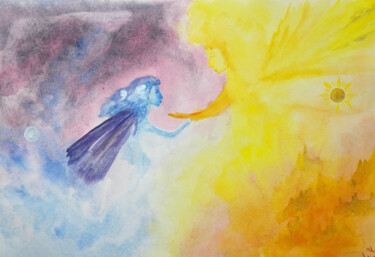 Painting titled "Вечная любовь" by Lubov Cernyseva (AZIEL), Original Artwork, Watercolor