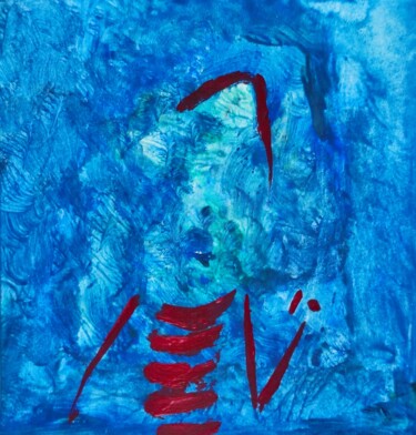 Pintura intitulada "MnI - Surprised blu…" por Milto Sideris, Obras de arte originais, Acrílico