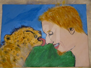 Malerei mit dem Titel "Licking" von Tarvo Merkällinen, Original-Kunstwerk, Acryl