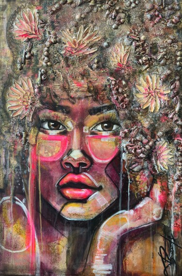 "Leilani" başlıklı Tablo Jessica Boutin tarafından, Orijinal sanat, Akrilik Ahşap panel üzerine monte edilmiş