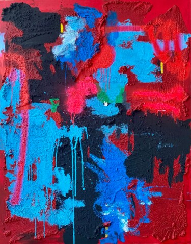 Картина под названием "ABSTRACT UNTITLED I…" - Casper Ntshangase, Подлинное произведение искусства, Акрил Установлен на Дере…