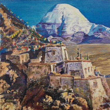 Sacred Mount Kailash – Oil Painting of a Buddhist Temple