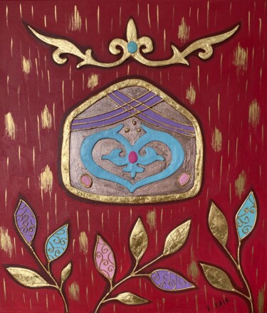 Peinture intitulée "Kazakh Love Yurt Et…" par Kamazhay Kair, Œuvre d'art originale, Acrylique