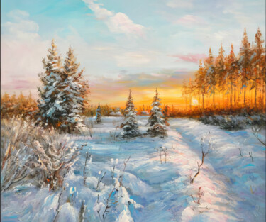 "Winter Evening in a…" başlıklı Tablo Nurgaliy Abdigaliyev tarafından, Orijinal sanat, Petrol