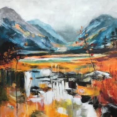 Картина под названием "Paysage semi abstra…" - Dominique Gobelin Mansour, Подлинное произведение искусства, Акрил