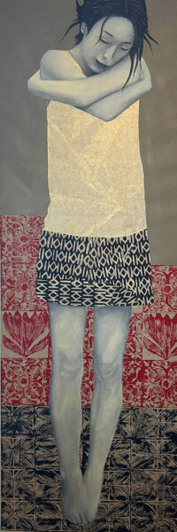 Painting titled "The care" by Angela Matera (La Mat), Original Artwork, Acrylic Mounted on Wood Stretcher frame