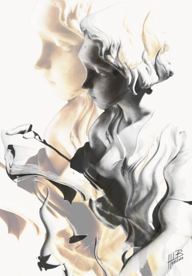 Arts numériques intitulée "Lectrice 5" par Hugues Elbe, Œuvre d'art originale, Collage numérique