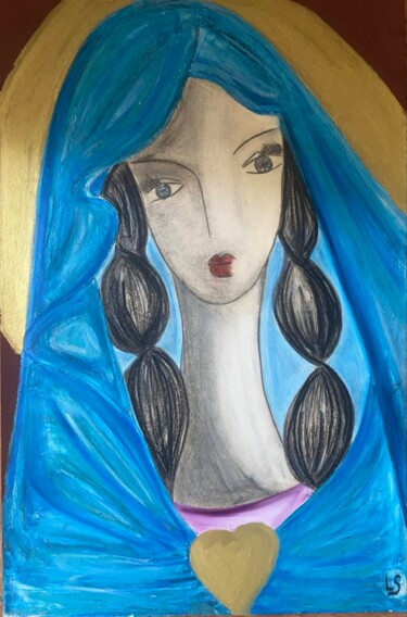 Drawing titled "La jeune fille aux…" by Laurence Svircevic, Original Artwork, Oil