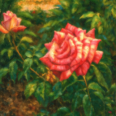 Digital Arts με τίτλο "Multicolored Rose i…" από Sergei Gundorov, Αυθεντικά έργα τέχνης, Ψηφιακή ζωγραφική