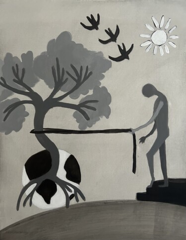 Peinture intitulée "Le déracinement d'u…" par Anik Fortin, Œuvre d'art originale, Acrylique Monté sur Châssis en bois