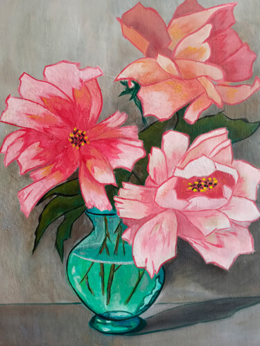 "Vibrant Pink Flowers" başlıklı Tablo Yerkezhan Kamentayeva tarafından, Orijinal sanat, Akrilik