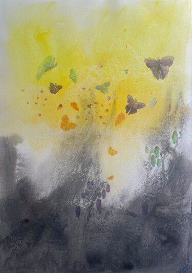 Painting titled "Рождение" by Lubov Cernyseva (AZIEL), Original Artwork, Watercolor