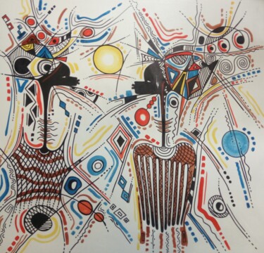 Painting titled "Gossip" by Kend, Original Artwork, Acrylic