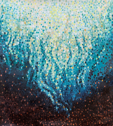 Painting titled "Turquoise and Gold…" by Fatimie Ashyrova, Original Artwork, Acrylic