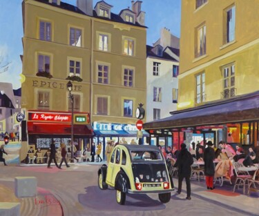 Malerei mit dem Titel "Quartier Latin" von Angie Brooksby-Arcangioli, Original-Kunstwerk, Öl Auf Keilrahmen aus Holz montiert