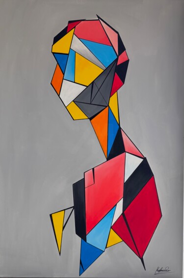 Painting titled "Portrait of a young…" by Nina Koroleva, Original Artwork, Acrylic Mounted on Wood Stretcher frame