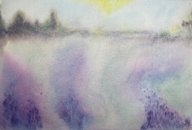 Painting titled "Цветущее поле" by Lubov Cernyseva (AZIEL), Original Artwork, Watercolor