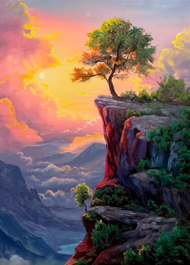 Painting titled "Golden Hour" by Yerkezhan Kamentayeva, Original Artwork, Oil