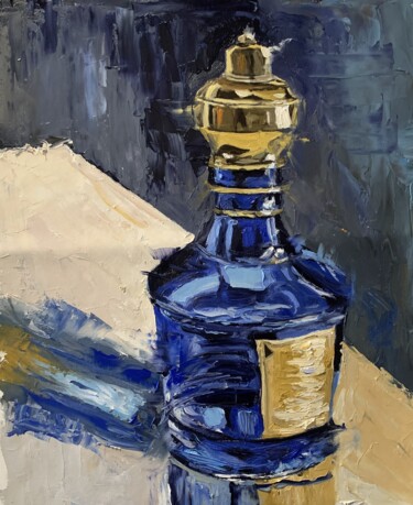 绘画 标题为“Cobalt Decanter.” 由Vita Schagen, 原创艺术品, 油 安装在木质担架架上