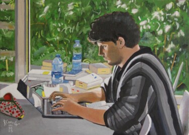 Painting titled "N°1284  La Croix-Ro…" by R. Cavalié, Original Artwork, Oil Mounted on Wood Stretcher frame