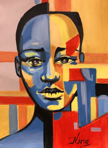 Peinture intitulée "Human Portrait" par Dmitry King, Œuvre d'art originale, Acrylique Monté sur Châssis en bois