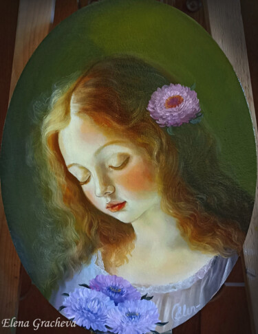 Ζωγραφική με τίτλο "Sunny girl" από Elena Gracheva, Αυθεντικά έργα τέχνης, Λάδι Τοποθετήθηκε στο Ξύλινο φορείο σκελετό