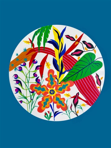 Κολάζ με τίτλο "Tutti frutti végétal" από Koki, Αυθεντικά έργα τέχνης, Κολάζ Τοποθετήθηκε στο Άλλος άκαμπτος πίνακας